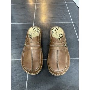 Propet Womens Jana Mules Brown Leather Slip On Comfort Clogs Size 11